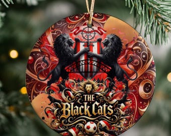 Sunderland Ceramic Christmas Tree Decoration, Double Sided Printed & Gift Bag