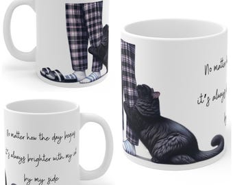 Black Cat Morning Cuddles Mug