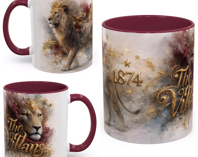 Aston Villa Lion Mug | Claret & Blue Ceramic Football Gift