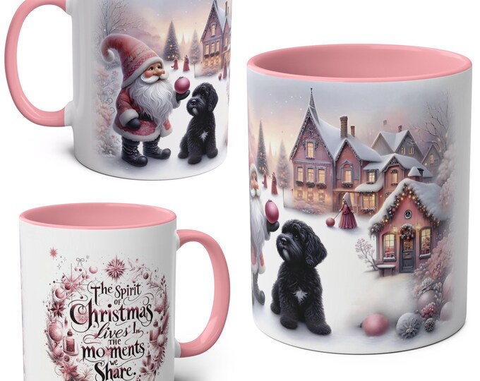 Black Cavapoo and Gnome Christmas Mug