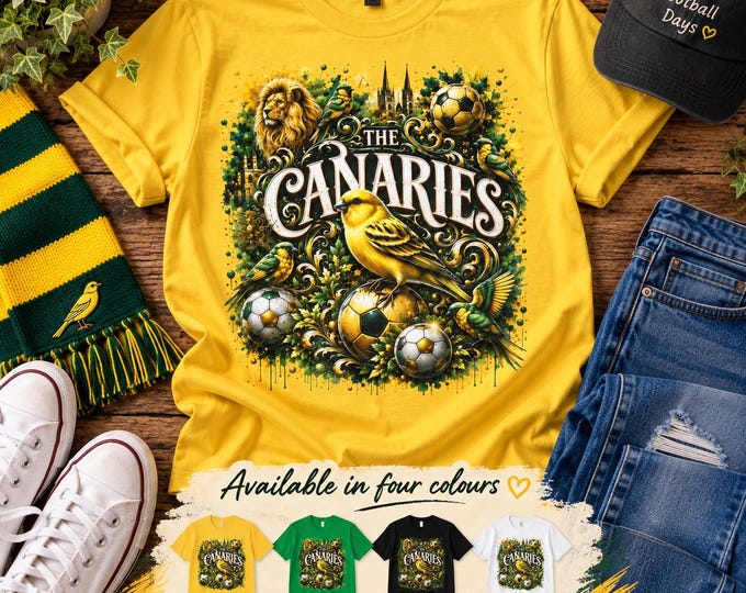 Norwich City Inspired T Shirt | Canaries Football Fan Tee | Yellow Green Supporter Gift | Norwich Football Shirt