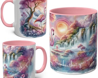 Pink Flamingo Waterfall Mug
