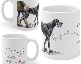 Great Dane 11oz Ceramic Coffee Mug – Dog Lover Gift, Tea Mug, Dog Walker Present