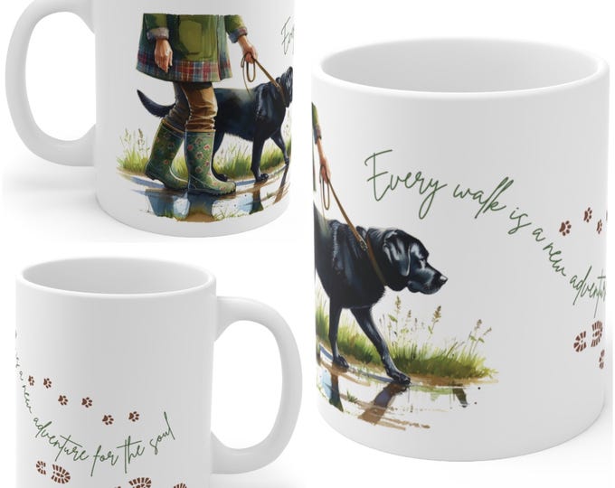 Black Labrador 11oz Ceramic Coffee Mug – Dog Lover Gift, Tea Mug, Dog Walker Present