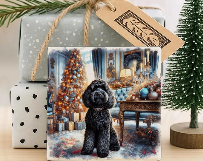 Black Cockapoo Christmas Coaster, Perfect Secret Santa Gift, Pre Christmas Gift