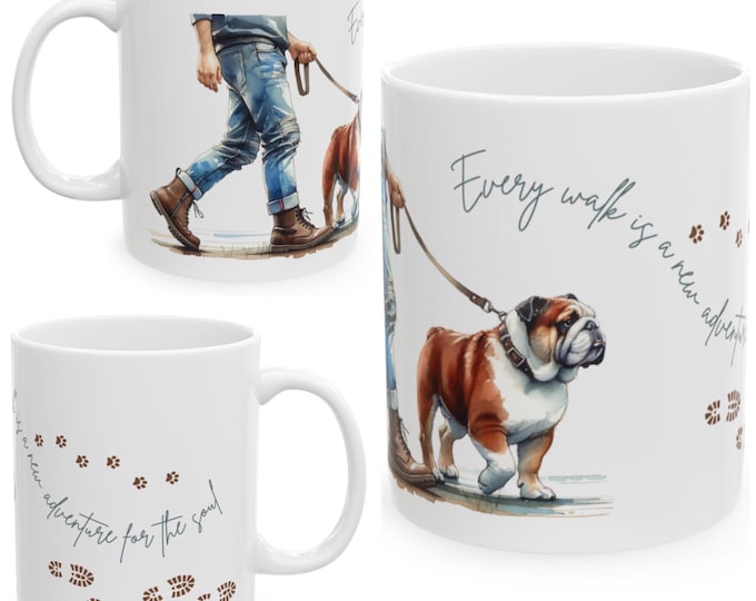 English Bulldog 11oz Ceramic Coffee Mug – Dog Lover Gift, Tea Mug, Dog Walker Present