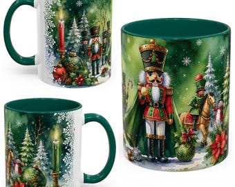 Green Nutcracker Christmas Mug 11oz, Festive Coffee Cup, Xmas Gift