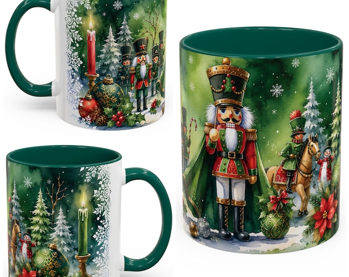 Green Nutcracker Christmas Mug 11oz, Festive Coffee Cup, Xmas Gift