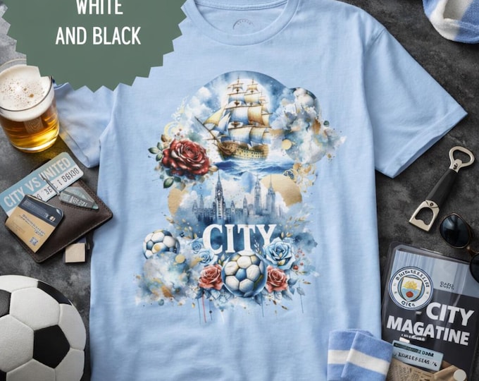 Manchester City Fan T-Shirt | Heavy Cotton Tee | Sky Blue Football Gift | Sizes Small to 5XL | City Fan Gift
