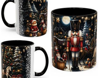 Nutcracker Christmas Mug, Black Christmas Mug, Festive Nutcracker Gift