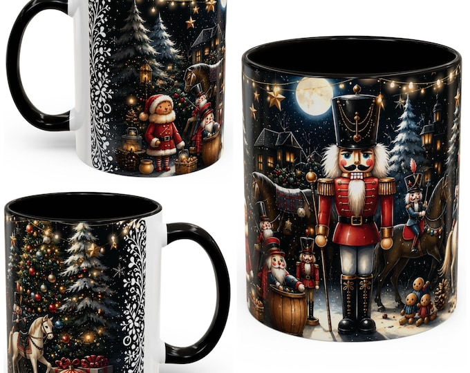 Nutcracker Christmas Mug, Black Christmas Mug, Festive Nutcracker Gift