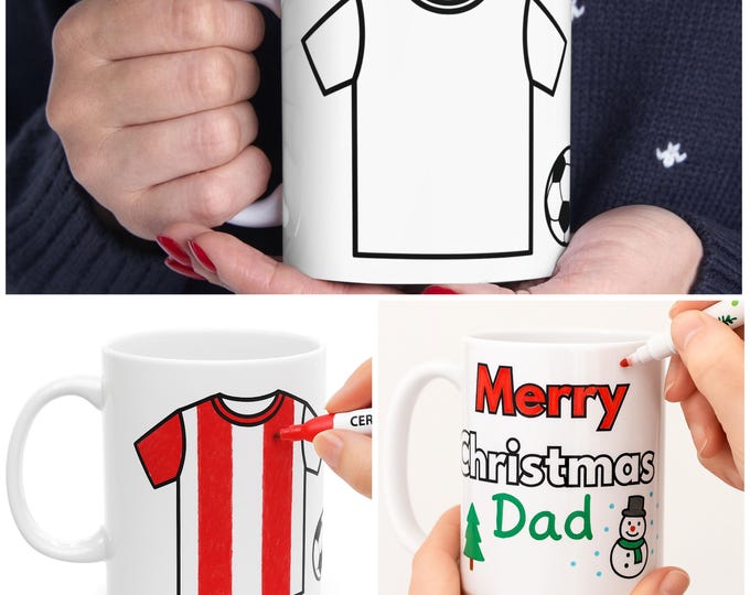 Colour Your Own Football Mug | DIY Ceramic Mug To Decorate | Fun Christmas Craft Activity With Loved Ones | Creative Gift For Football Fans