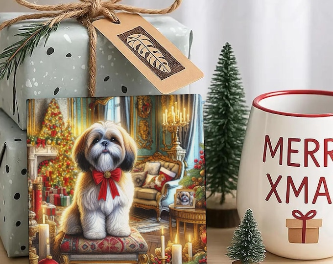 Shih Tzu Christmas Coaster, Perfect Secret Santa Gift, Pre Christmas Gift