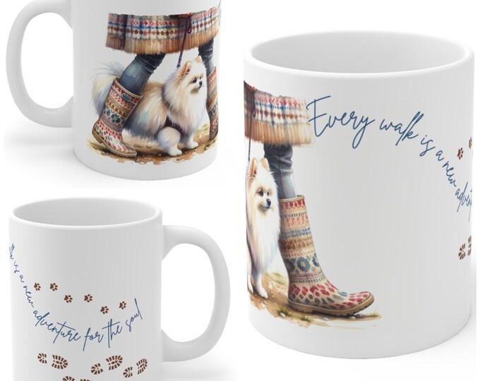 Pomeranian 11oz Ceramic Coffee Mug – Dog Lover Gift, Tea Mug, Dog Walker Present