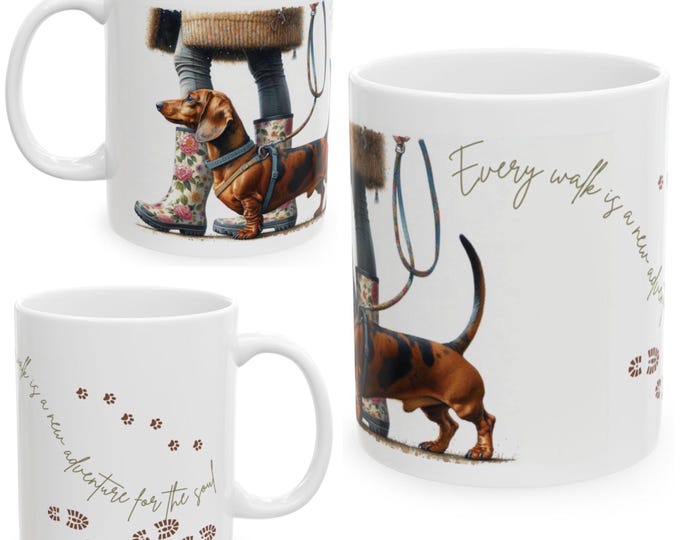 Dachshund 11oz Ceramic Coffee Mug – Dog Lover Gift, Tea Mug, Dog Walker Present