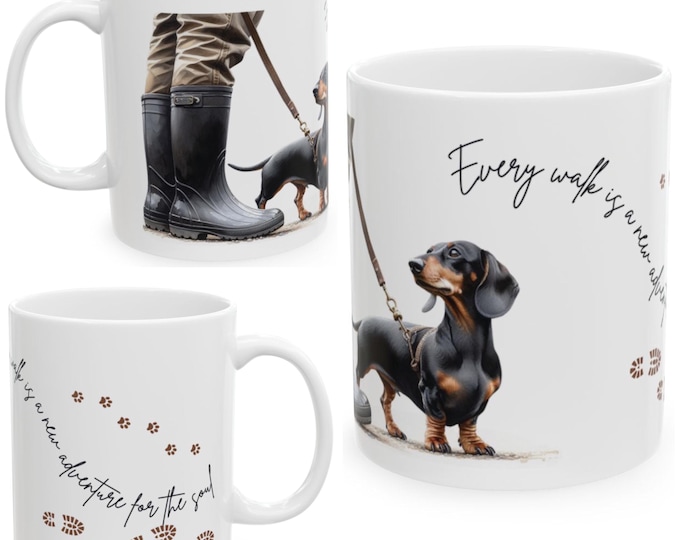Dachshund 11oz Ceramic Coffee Mug – Dog Lover Gift, Tea Mug, Dog Walker Present