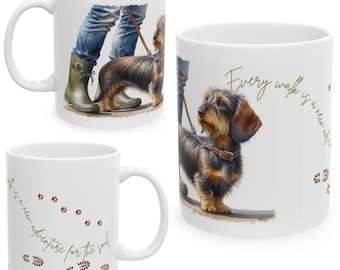 Wired Hair Dachshund 11oz Ceramic Coffee Mug – Dog Lover Gift, Tea Mug, Dog Walker Present