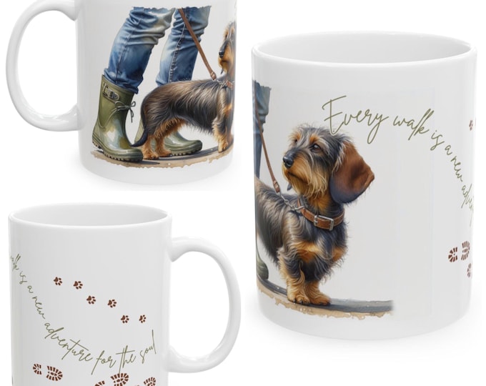 Wired Hair Dachshund 11oz Ceramic Coffee Mug – Dog Lover Gift, Tea Mug, Dog Walker Present