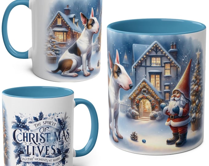 English Bull Terrier and Gnome Christmas Mug