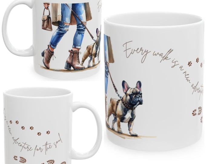 French Bulldog 11oz Ceramic Coffee Mug – Dog Lover Gift, Tea Mug, Dog Walker Present
