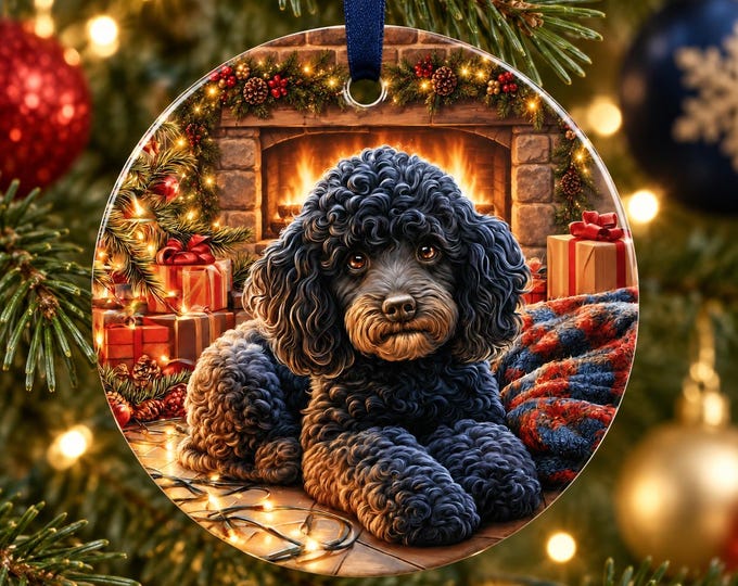 Black Poodle Christmas Ornament, Poodle Dog Decoration, Ceramic Xmas Bauble, Poodle Gift, Dog Lover Christmas Gift, Tree Decoration