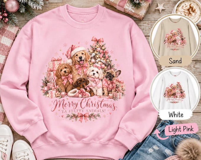 Merry Christmas Ya Fluffy Animals Sweatshirt | Funny Christmas Dog Jumper