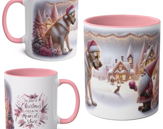 Golden Labrador and Gnome Christmas Mug