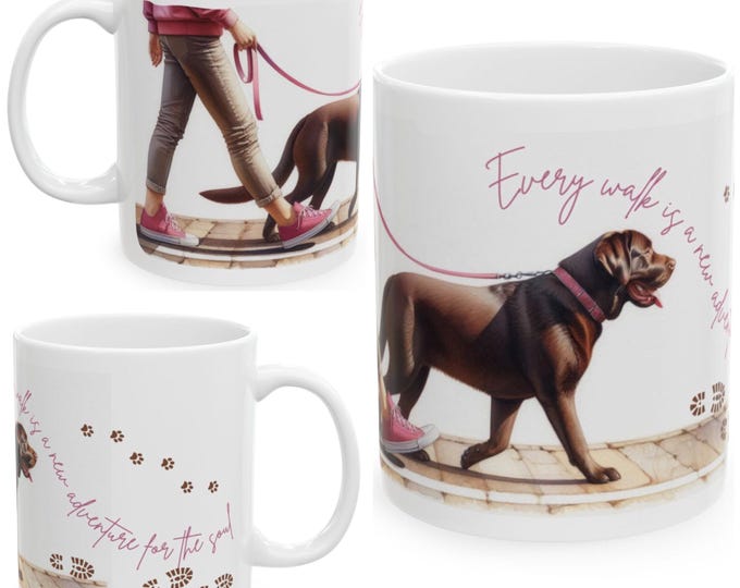 Chocolate Labrador 11oz Ceramic Coffee Mug – Dog Lover Gift, Tea Mug, Dog Walker Present