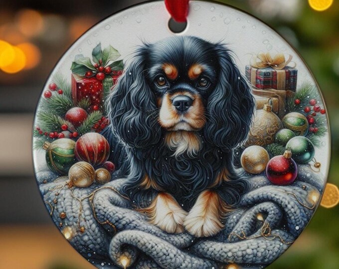 Cavalier King Charles Spaniel Christmas Ornament, Ceramic, Double-Sided Printed