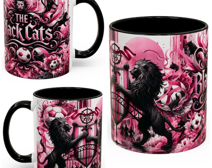 Sunderland AFC Away Colours Mug | Pink Black Cats Football Gift | 11oz