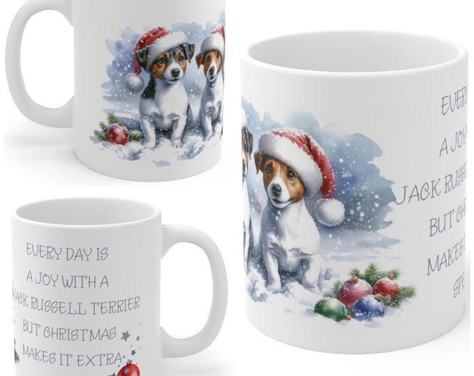 11oz Ceramic  Jack Russell Terrier Christmas Mug, Jack Russell Mug, Jack Russell Terrier Gift For Jack Russell Terrier, Mum, Dad, Owner