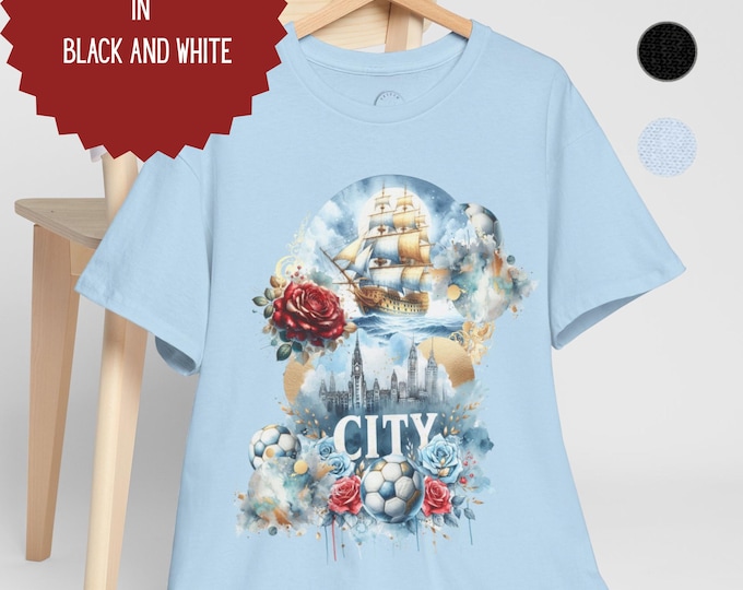 Manchester City Fan T-Shirt | Heavy Cotton Tee | Sky Blue Football Gift | Sizes Small to 5XL | City Fan Gift