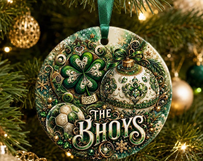 Celtic Inspired Christmas Ornament, Ceramic Double Sided Celtic Football Gift