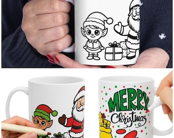 DIY Colour-In Christmas Mug | Personalise With Ceramic Pens | Festive Craft Activity for Kids & Adults | Creative Christmas Gift