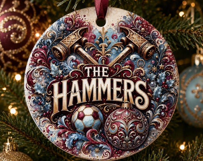 West Ham Christmas Ornament The Hammers Ceramic Football Fan Gift Double Sided