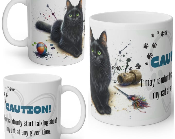 Funny Fluffy Black Cat Mug