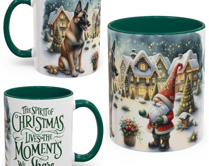 Belgian Malinois and Gnome Christmas Mug
