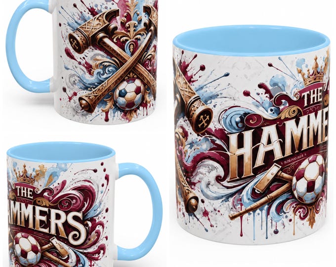 West Ham Away Colours Mug | Hammers Football Fan Gift | Claret & Blue Mug