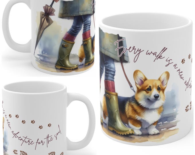Corgi 11oz Ceramic Coffee Mug – Dog Lover Gift, Tea Mug, Dog Walker Present