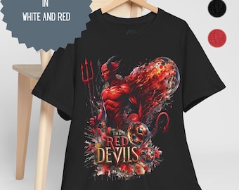 Manchester United T-Shirt | Football Fan Tee | Gift for Man United Supporter | Available in Red, Black & White in Sizes Small to 5XL