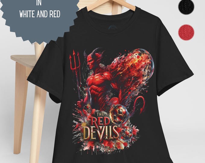 Manchester United T-Shirt | Football Fan Tee | Gift for Man United Supporter | Available in Red, Black & White in Sizes Small to 5XL