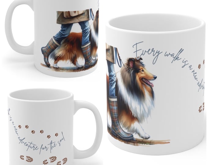 Rough Collie 11oz Ceramic Coffee Mug – Dog Lover Gift, Tea Mug, Dog Walker Present