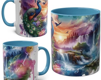 Blue Peacock Waterfall Mug