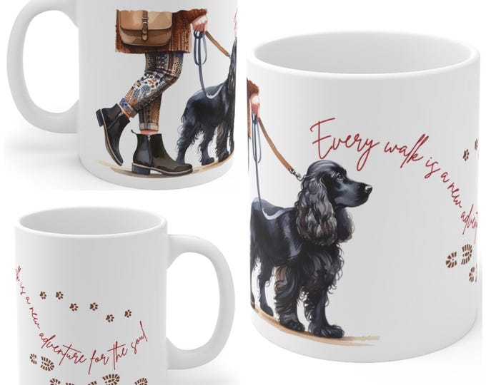 Black Cocker Spaniel 11oz Ceramic Coffee Mug – Dog Lover Gift, Tea Mug, Dog Walker Present