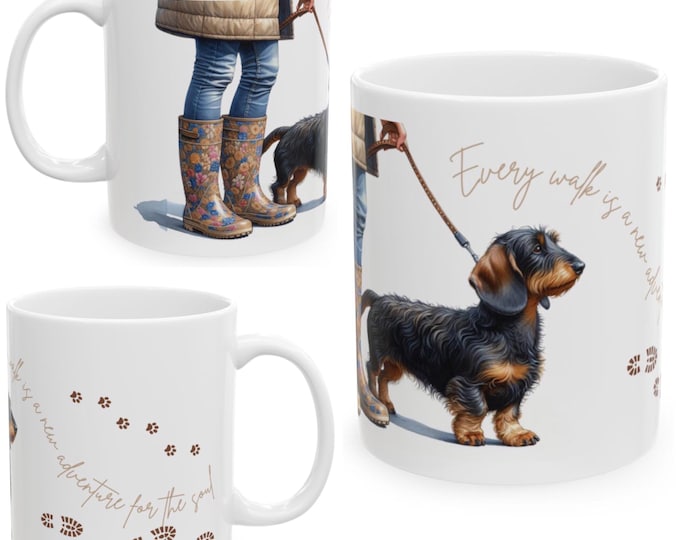 Wired Hair Dachshund 11oz Ceramic Coffee Mug – Dog Lover Gift, Tea Mug, Dog Walker Present