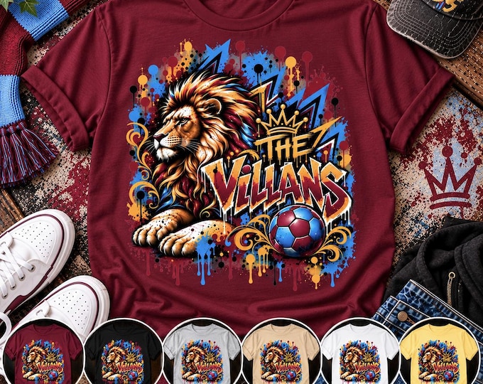 Aston Villa Inspired T-Shirt | The Villans Lion Football Fan Gift