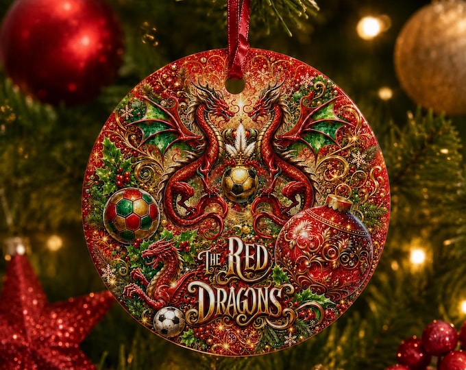 Wrexham Christmas Ornament | Red Dragons Football Fan Gift Ceramic Decoration
