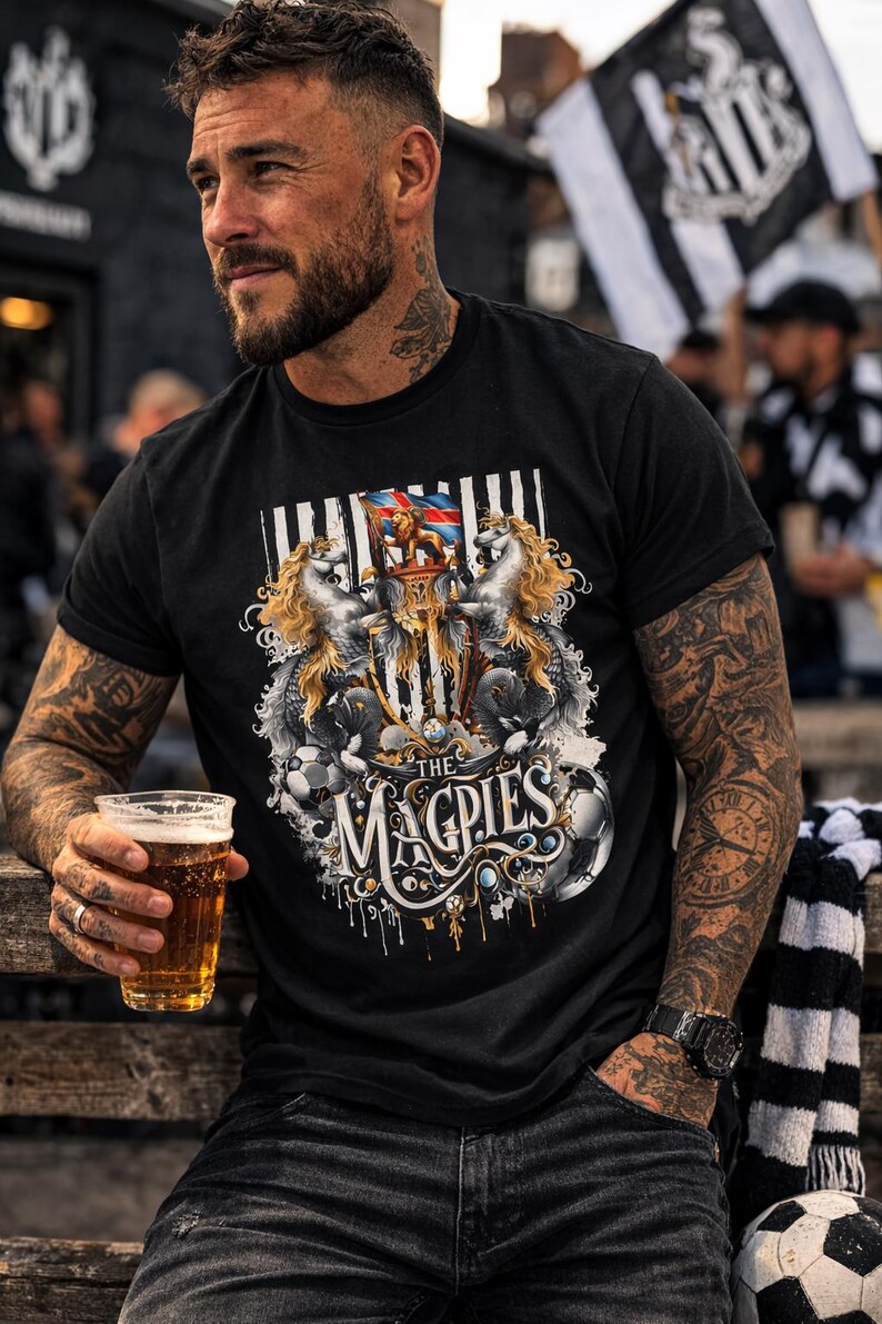 Newcastle T-Shirt | Football Fan Tee | Gift for Newcastle Supporter | Available Grey, Black & White | Sizes Small to 5XL image 3
