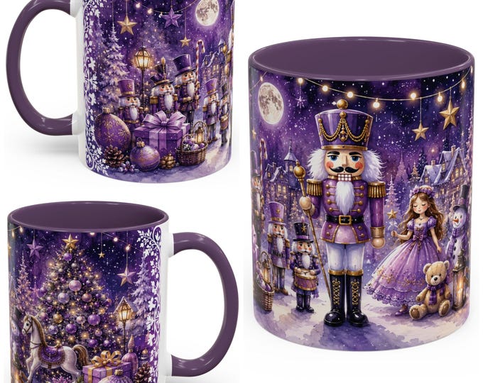 Purple Nutcracker Christmas Mug, 11oz Festive Mug, Christmas Gift