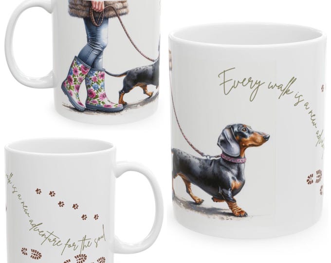 Dachshund 11oz Ceramic Coffee Mug – Dog Lover Gift, Tea Mug, Dog Walker Present